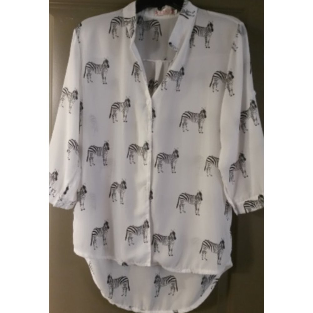 Fashion Classic Zebra Black & White Blouse XL Jr.